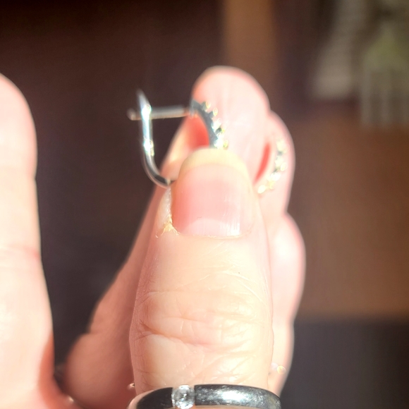 Sapphire Topaz & Moonstone ornate sterling & gold earrings - Picture 6 of 8